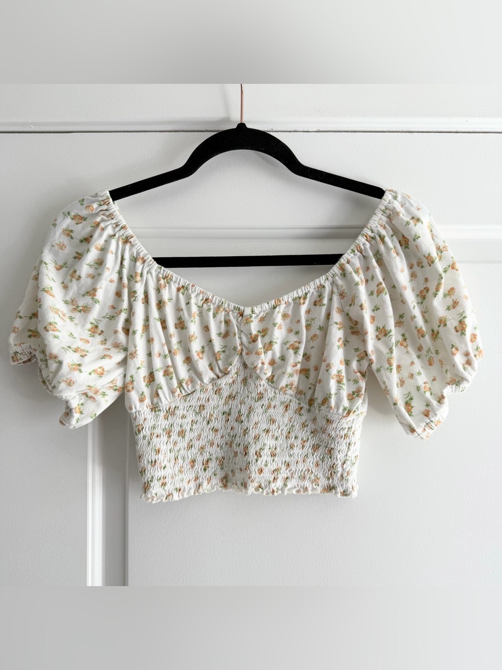 Billabong White Orange and Green Floral Crop Top